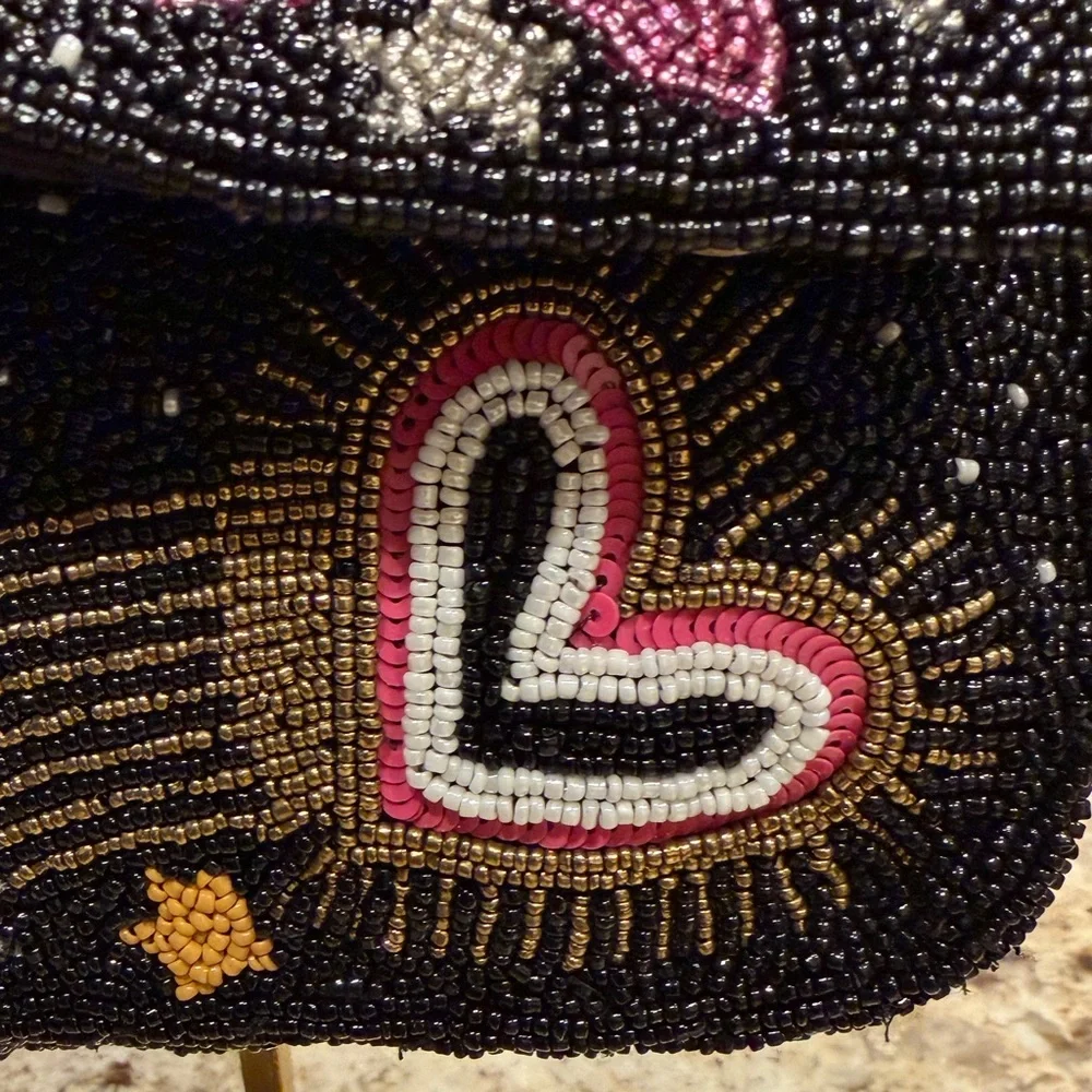 America & Beyond Cosmic Black Beaded shoulder Bag - Picture 9 of 9